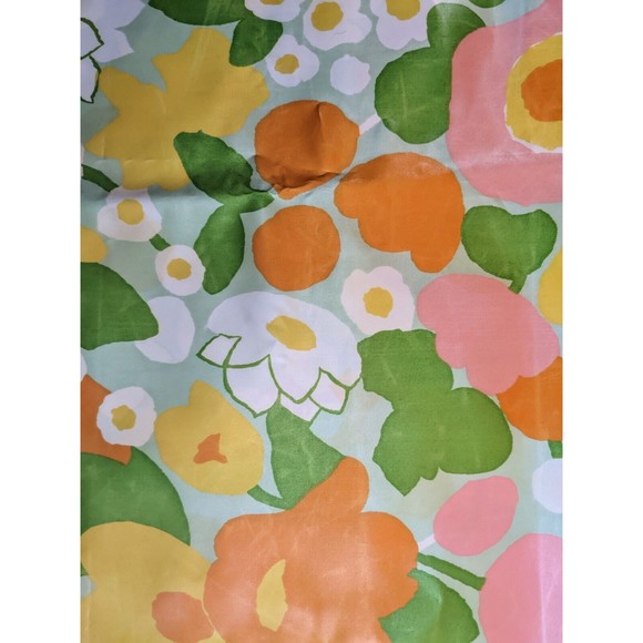 Vintage Mid Century‎ Large Scale Floral Satin Fabric Marimekko-like 44" by 120" - Picture 8 of 9